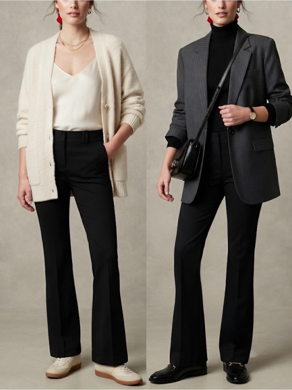 Satinato Black Flare Trouser Dress Pants Business Professional Career Work 6